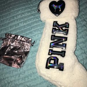 VS Pink Christmas stocking and VS Pink gIft bag